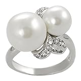 Tressa Silvertone Cubic Zirconia Faux Pearl Ring