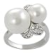 Tressa Silvertone Cubic Zirconia Faux Pearl Ring