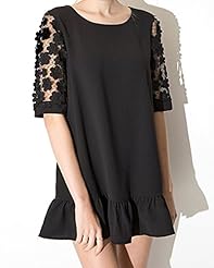 Elbow Length Sleeves Vintage Lace Polyester  Dress