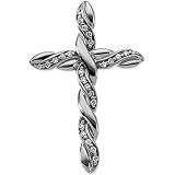 14K White Gold Diamond Cross Pendant - 37.50x24.50mm