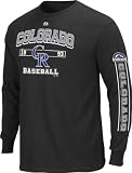 MLB Men's Colorado Rockies Past Time Original Long Sleeve Basic Tee, Black, Small