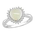 14K White Gold Opal Heart Ring