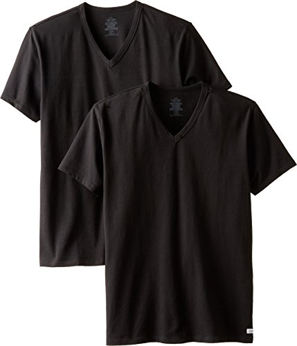 Calvin Klein Men's 2-Pack Cotton Stretch V-Neck T-Shirt, Black, Medium