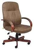 Boss Office Products B8386-DKC, Boss Microfiber Exec. Chair W/ Dark Oak Fin ....