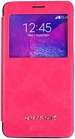 [Pink] Galaxy Note4, [Quick Window View] Vintage PU Leather Case Flip Cover Anti Shock Card Slot For Samsung Galaxy Note 4 TGN4PK