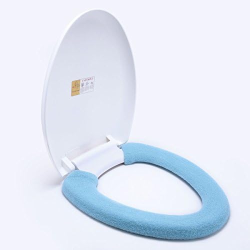 Virtuous Heart * Warm Comfy Toilet Seat Cover -Bathroom Thicken Warm Soft Toilet Mat Set Rug ， Variety of Colors (Sky Blue)