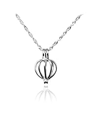 Sterling Silver Wish Pearl Heart Cage Pendant Jewelry Set
