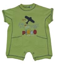 Bright Bots Flying Story Baby Romper in Green Cotton Jersey 6/12 months