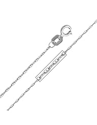 14K White Gold 1mm Anchor Link 1+1 Mariner Chain Necklace