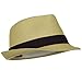 Solid Band Summer Straw Fedora - Khaki Black W20S58B