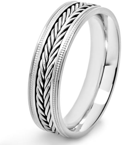 Crucible Stainless Steel Fish Braid Inlay Milgrain Ring