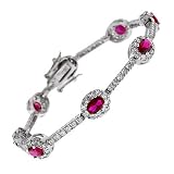 Cubic Zirconia C.Z. Diamond Ruby Prom Bracelet