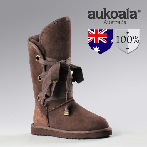 Aukoala Snow Boots Australia Sheepskin Warm Roxy Short For Womens_Chocolate_Us Size 7 On Sale
