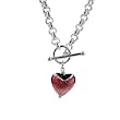 Violet Glass Heart Pendant W/Rolo necklace in Sterling Silver