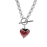 Violet Glass Heart Pendant W/Rolo necklace in Sterling Silver