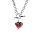 Violet Glass Heart Pendant W/Rolo necklace in Sterling Silver