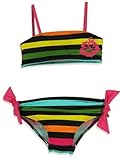 Pink Platinum - Girls Two Piece Striped Bikini Swim Suit, Black, Multi (Size 5/6) Pink Platinum - Girls Two Piece Striped Bikini Swim Suit, Black, Multi (Size 5/6)
