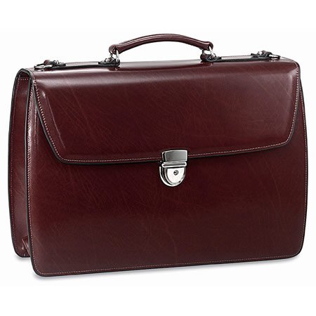 Jack Georges Elements Collection Triple Gusset Flapover Laptop Leather Briefcase