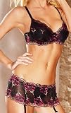 Escante Women's Night Shade Garter Belt Bra Set