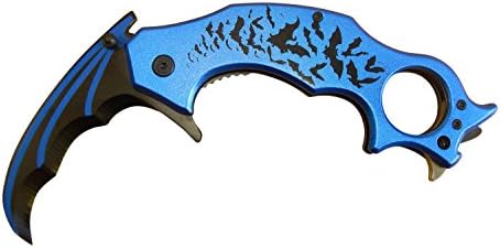 Batman Hawkbill Knife Spring Assisted Opening BLUE 7.5" in Length
