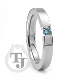 3mm Titanium & Fancy Blue Diamond Ring