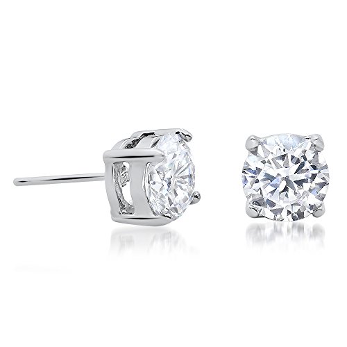 Buyless Fashion Surgical Stainless Steel White Round Clear Crystal CZ Stud Earring (Multiple Sizes)