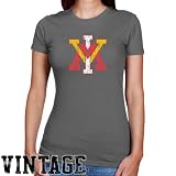 NCAA Virginia Military Institute Keydets Ladies Charcoal Distressed Logo Vintage Slim Fit T-shirt