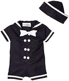 Rare Editions Baby-boys Newborn Nautical Boy Suit with Hat, Navy/White, 6 Months
