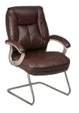 Office Star Quick Assembly Leather Guest Chair, Brown