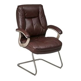 Office Star Quick Assembly Leather Guest Chair, Brown by Office Star