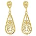 14K Yellow Gold Diamond Cut Drop Earrings