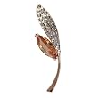 Golden Tone Rhinestone Studded Leaf Flower Brooches & Pins
