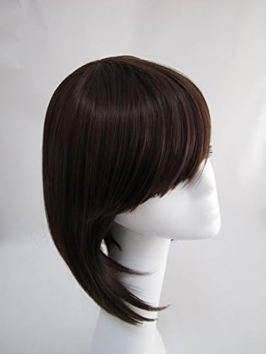 WY Blue Sky Girl Women Dark Brown Short Full Straight Heat Resistant With Inclined Bangs Charming Hair Wig Fashion+Free Wig Cap