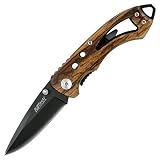M-Tech Folding Knife Skeletal Wood Lanyard