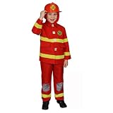 Fire Fighter (red) Child Fireman Costume Size Medium (8-10)
