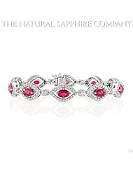 14k white gold bracelet with 6.20ctw vivid pink sapphires and 3.05ctw round diamonds