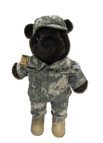 Stuffed 20 teddy bear in personalized custom embroidered U.S. Army Combat Military Uniform-ACU