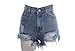 Zeagoo Women's Punk Rock Vintage Grunge Hole Water Wash Retro Shorts Jeans