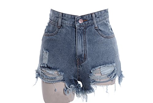 Zeagoo Women's Punk Rock Vintage Grunge Hole Water Wash Retro Shorts Jeans