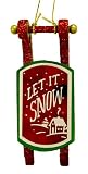 4 Let It Snow Retro Sled Glitter Handcrafted Christmas Ornament #W7161