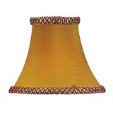 Silk Bell Shaped Chandelier Clip On Lamp Shades - Gold and Burgundy Illusion with Fancy Trim - B1512