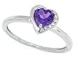 0.53Ct Heart Shaped Amethyst and Diamond Ring in 10Kt White Gold