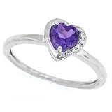 0.53Ct Heart Shaped Amethyst and Diamond Ring in 10Kt White Gold