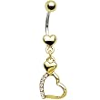 Gold Plated CZ Trilogy of Hearts Belly Ring