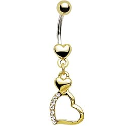 Gold Plated Cz Trilogy of Hearts Belly Ring