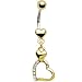 Gold Plated Cz Trilogy of Hearts Belly Ring
