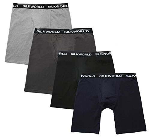 SILKWORLD Men's 4-Pack Cotton Stretch Boxer Brief