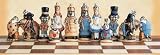 The Alice in Wonderland Handpainted Chess Set