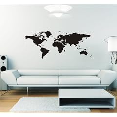 Wandtattoo Wandaufkleber - Weltkarte 144x59cm