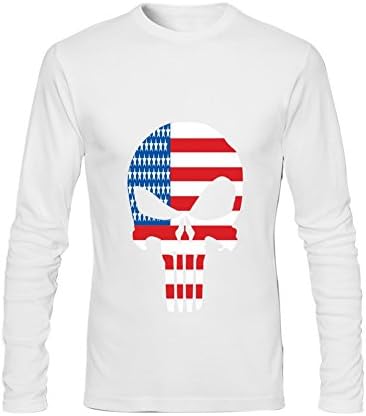 WQSTYLE Men's Deadpool Punisher Skull USA Flag T shirt M White